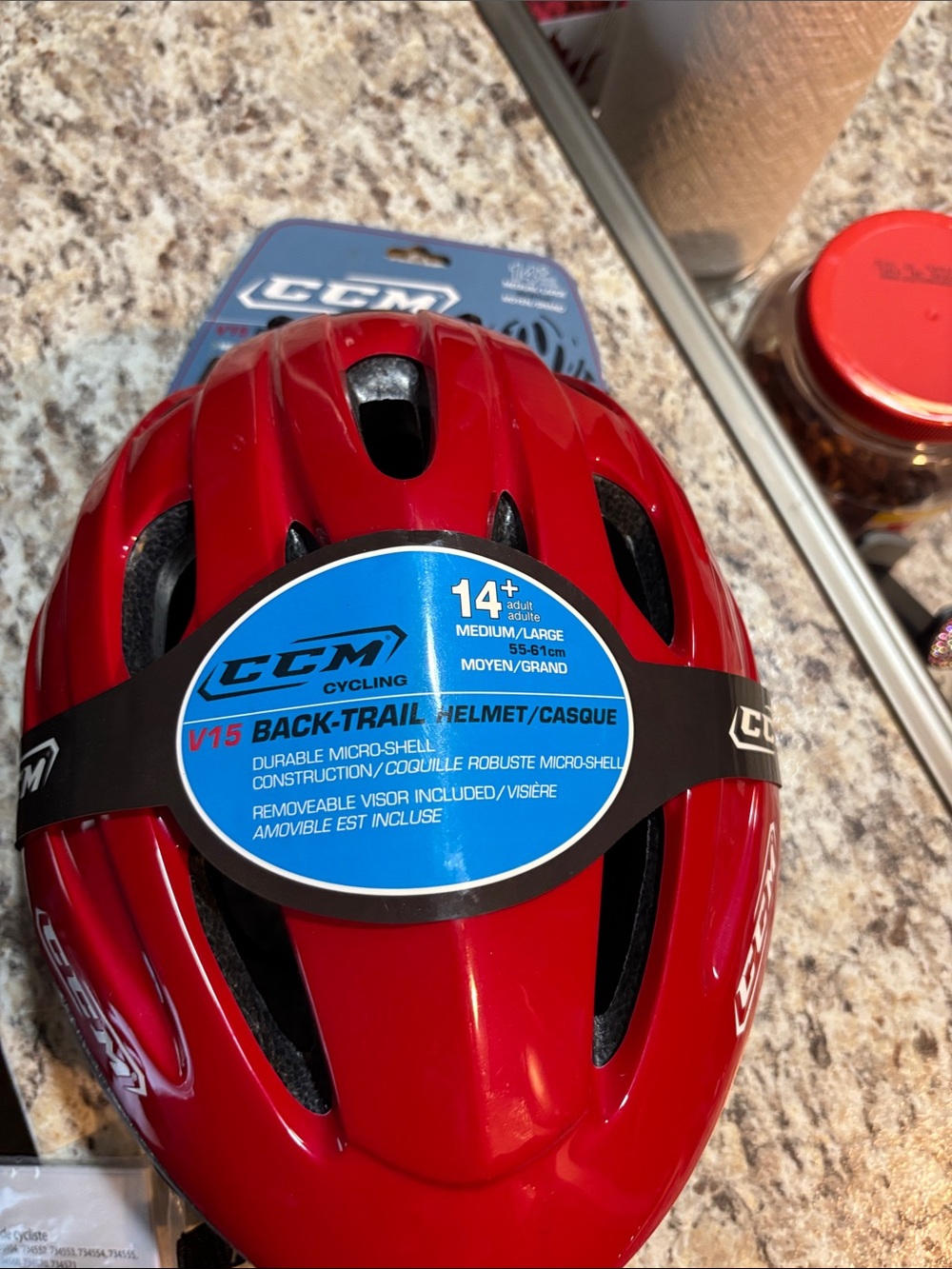 CCM Red Cycling Helmet with Removable Visor